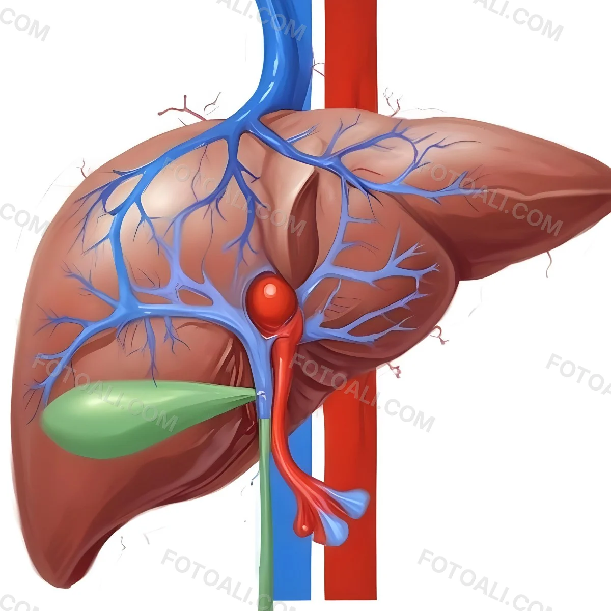Digital Painting A Liver With Gallbladder And Veins Bold And Slim Lines Brush Strokes 6 64e4