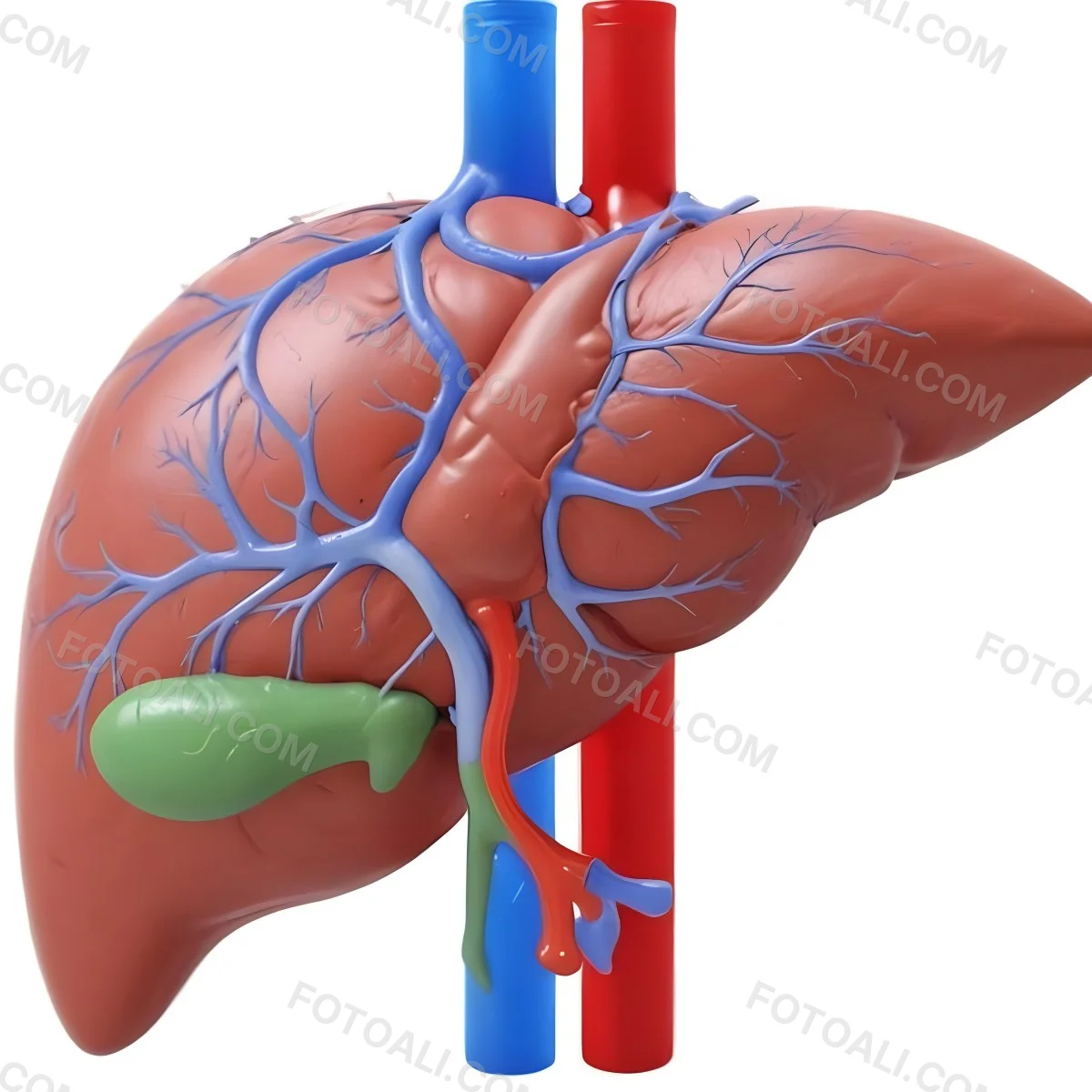 Digital Painting A Liver With Gallbladder And Veins Bold And Slim Lines Brush Strokes 7 5663