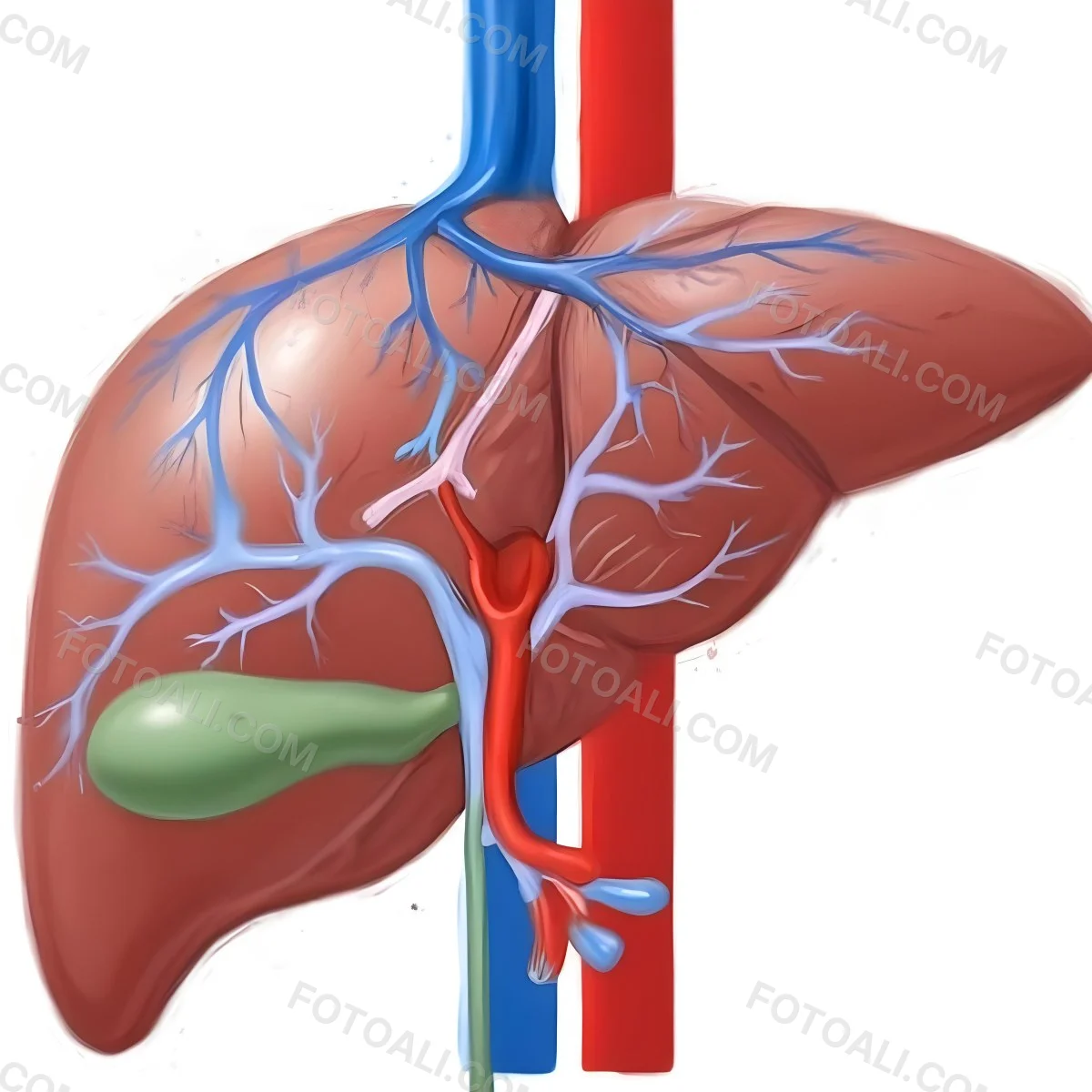 Digital Painting A Liver With Gallbladder And Veins Bold And Slim Lines Brush Strokes 8 Dc33