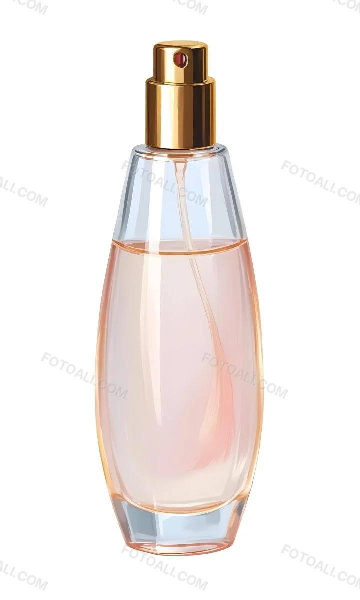 Digital Painting A Perfume Bottle With A Golden Cap And A Transparent Body Filled With A Light Pink Liquid Isolated On A White Background Bold And Slim Lines Brush Strokes 17 8395