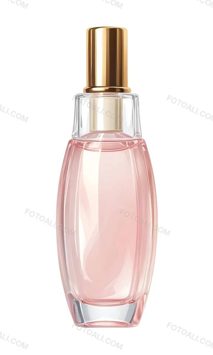 Digital Painting A Perfume Bottle With A Golden Cap And A Transparent Body Filled With A Light Pink Liquid Isolated On A White Background Bold And Slim Lines Brush Strokes 43 4db5