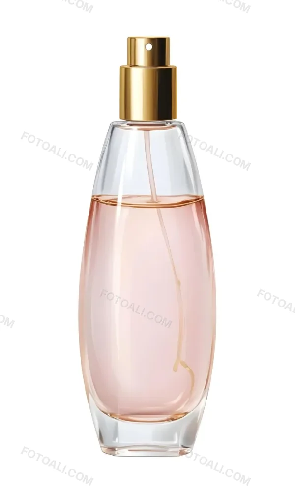 Digital Painting A Perfume Bottle With A Golden Cap And A Transparent Body Filled With A Light Pink Liquid Isolated On A White Background Bold And Slim Lines Brush Strokes 58 5a48