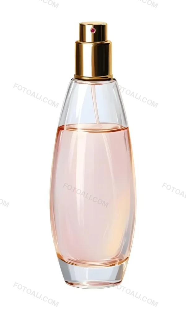 Digital Painting A Perfume Bottle With A Golden Cap And A Transparent Body Filled With A Light Pink Liquid Isolated On A White Background Bold And Slim Lines Brush Strokes 70 A332