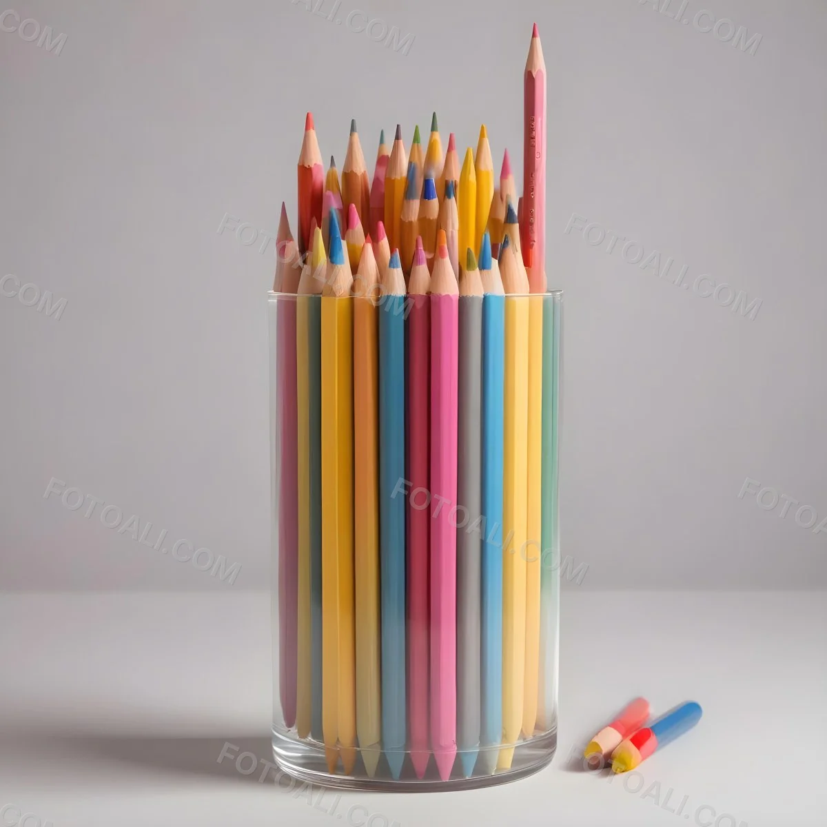 Digital Painting A Pot Filled With A Variety Of Colored Pencils Including Shades Of Red The Pot Is Split In Color With One Half Being Yellow And The Other Half Blue Two Small Capsules In Yellow And Orange Are Plac 11 520e