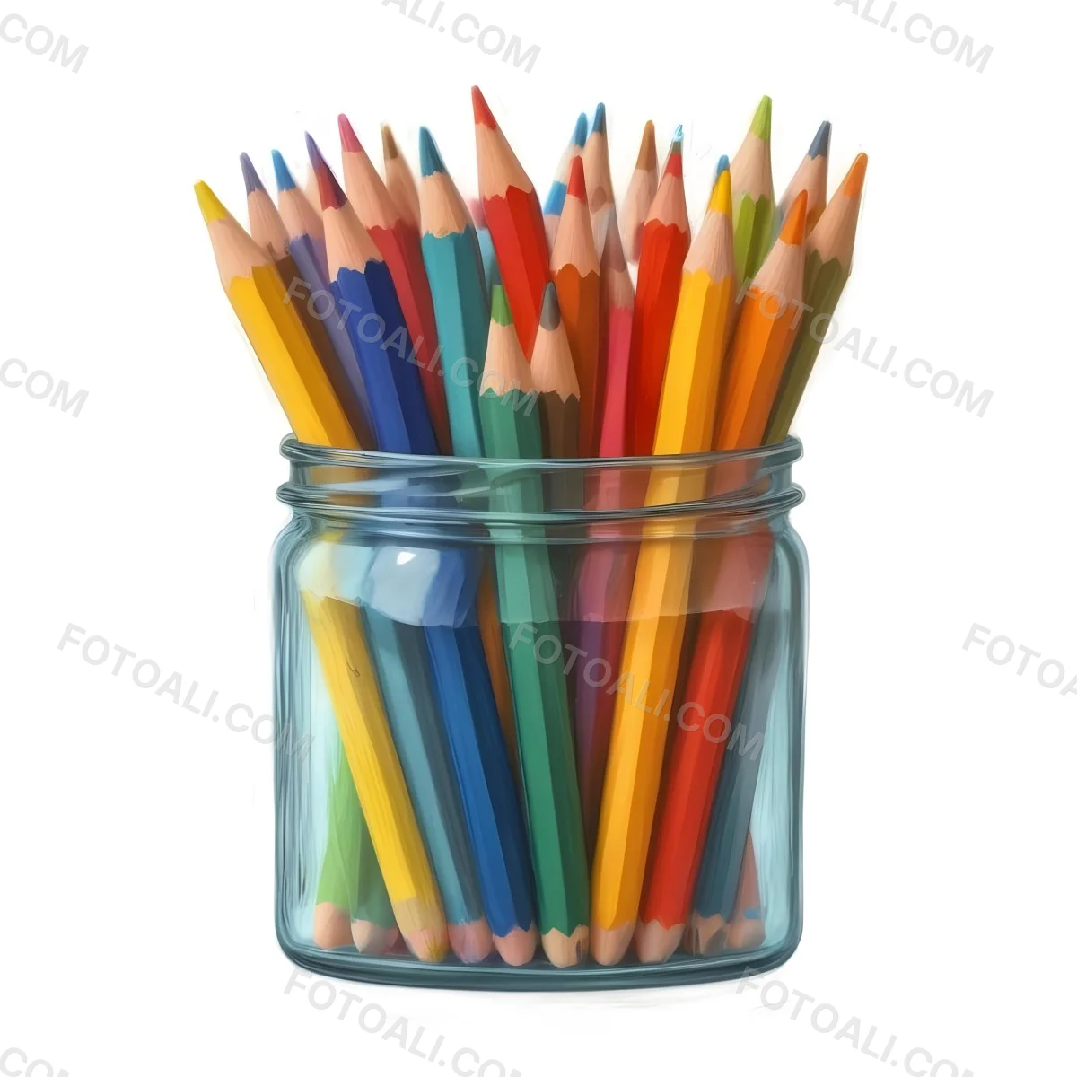 Digital Painting A Pot Filled With A Variety Of Colored Pencils Including Shades Of Red The Pot Is Split In Color With One Half Being Yellow And The Other Half Blue Two Small Capsules In Yellow And Orange Are Plac 158 05e4