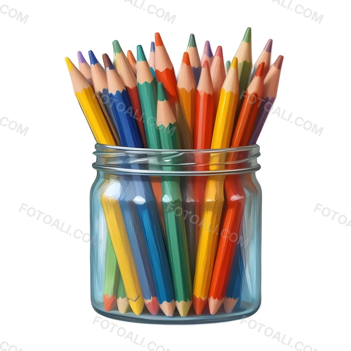 Digital Painting A Pot Filled With A Variety Of Colored Pencils Including Shades Of Red The Pot Is Split In Color With One Half Being Yellow And The Other Half Blue Two Small Capsules In Yellow And Orange Are Plac 169 6305