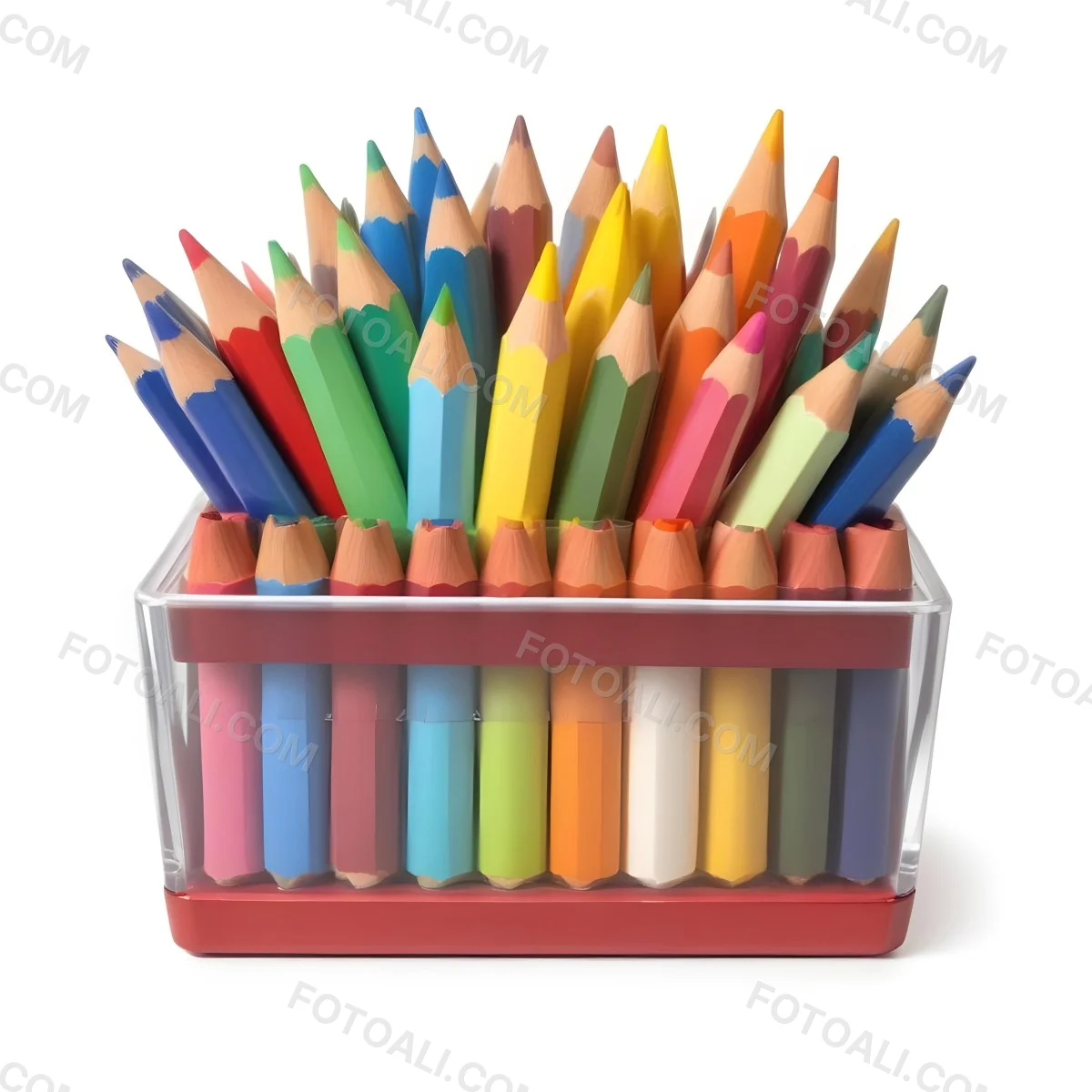 Digital Painting A Pot Filled With A Variety Of Colored Pencils Including Shades Of Red The Pot Is Split In Color With One Half Being Yellow And The Other Half Blue Two Small Capsules In Yellow And Orange Are Plac 50 F1ef