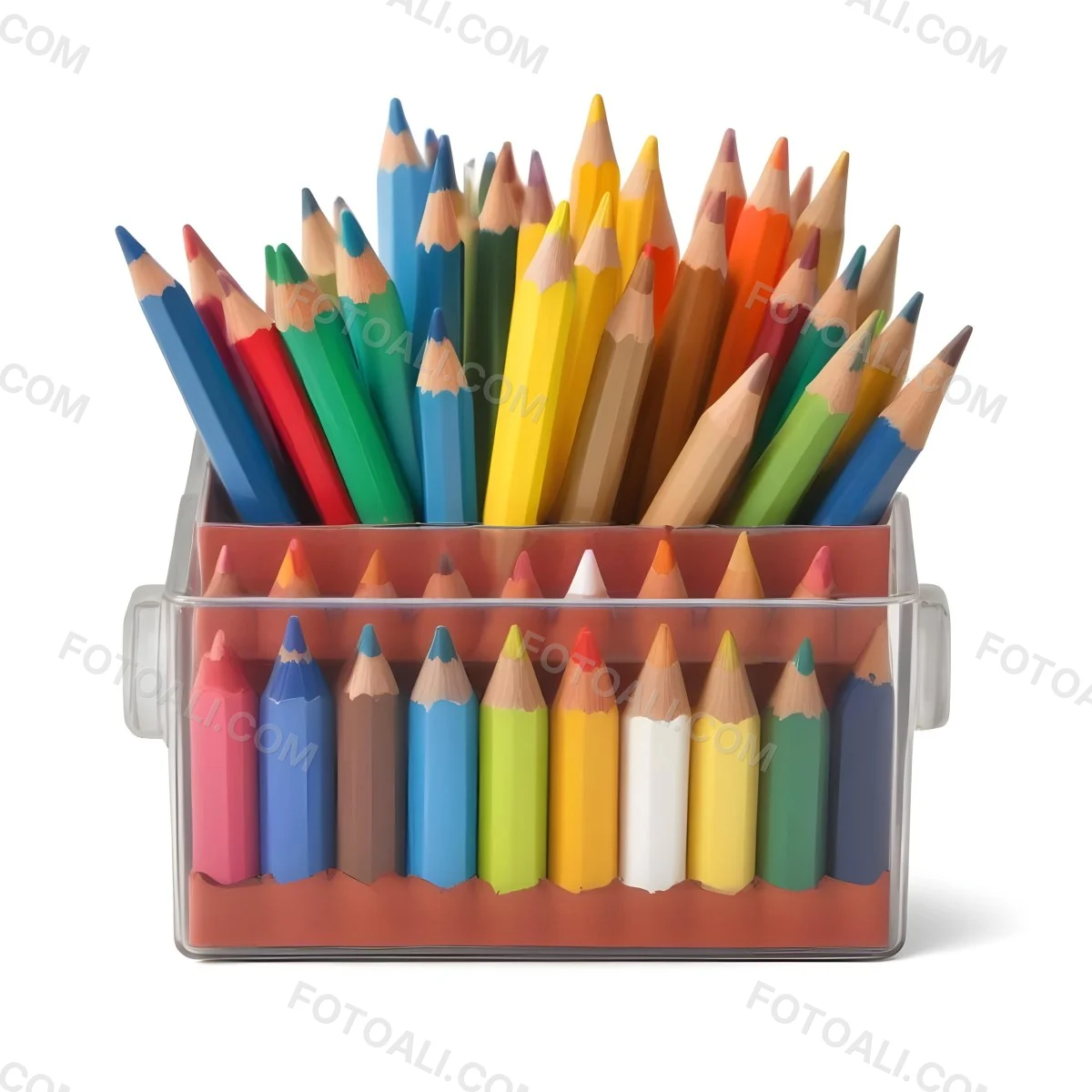 Digital Painting A Pot Filled With A Variety Of Colored Pencils Including Shades Of Red The Pot Is Split In Color With One Half Being Yellow And The Other Half Blue Two Small Capsules In Yellow And Orange Are Plac 88 853e