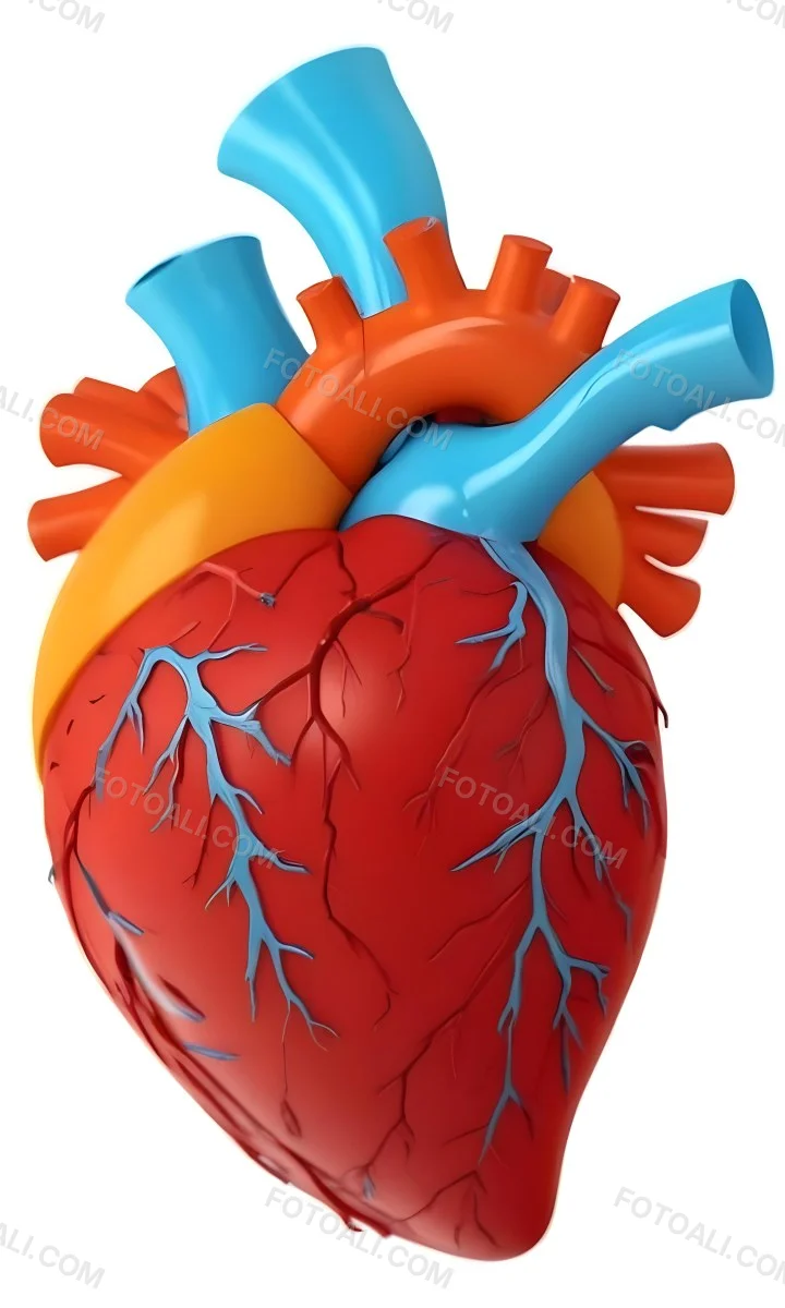 Digital Painting A Red Heart With Blue And Red Veins On A White Background Bold And Slim Lines Brush Strokes 2 D149