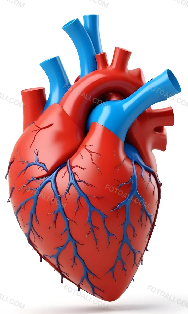 Digital Painting A Red Heart With Blue And Red Veins On A White Background Bold And Slim Lines Brush Strokes 20 2c2c