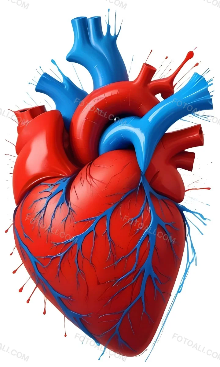 Digital Painting A Red Heart With Blue And Red Veins On A White Background Bold And Slim Lines Brush Strokes 28 08d5