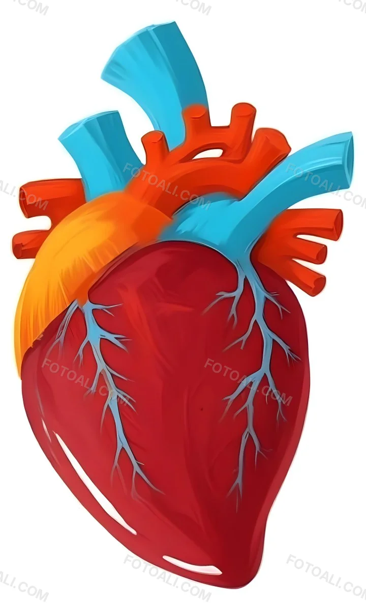 Digital Painting A Red Heart With Blue And Red Veins On A White Background Bold And Slim Lines Brush Strokes 36 5a53