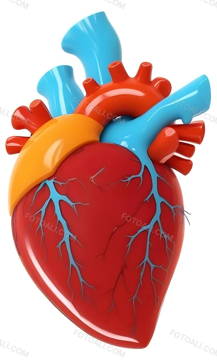 Digital Painting A Red Heart With Blue And Red Veins On A White Background Bold And Slim Lines Brush Strokes 4 973f