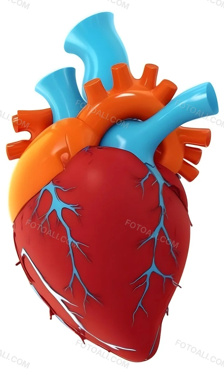 Digital Painting A Red Heart With Blue And Red Veins On A White Background Bold And Slim Lines Brush Strokes 8 Cd40