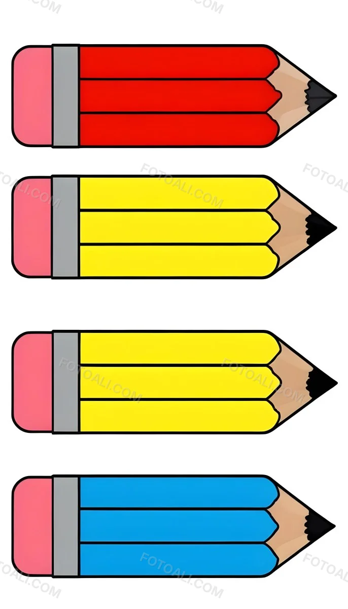 Digital Painting A Set Of Graphite Pencils With Erasers Yellow Body White Eraser Graphite Tip Arranged In A Row On A White Background Bold And Slim Lines Brush Strokes 1 7034 49fc