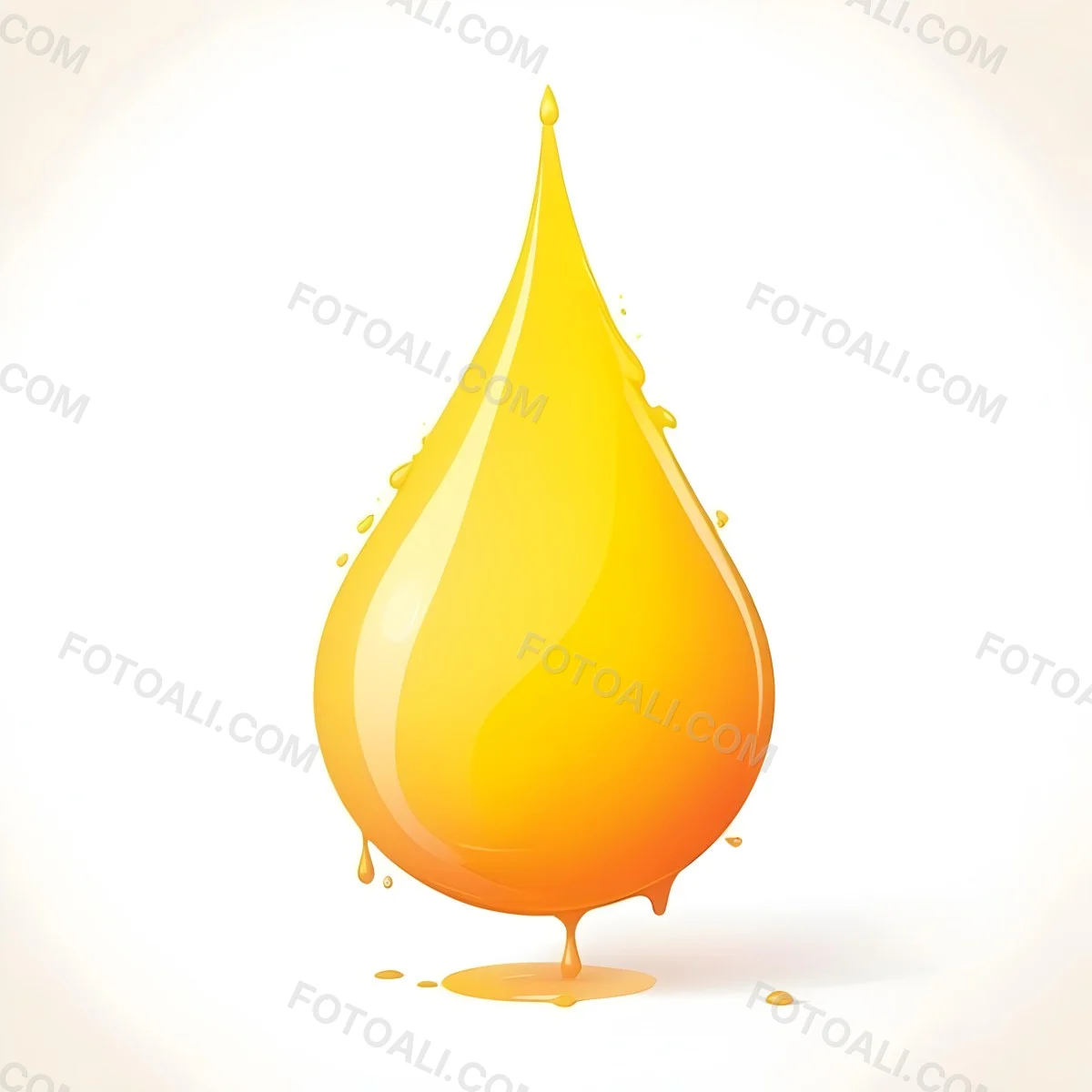 Digital Painting A Yellow Drop With A Gradient From Yellow To Orange Casting A Soft Shadow On A White Background Bold And Slim Lines Brush Strokes 12 D5e3