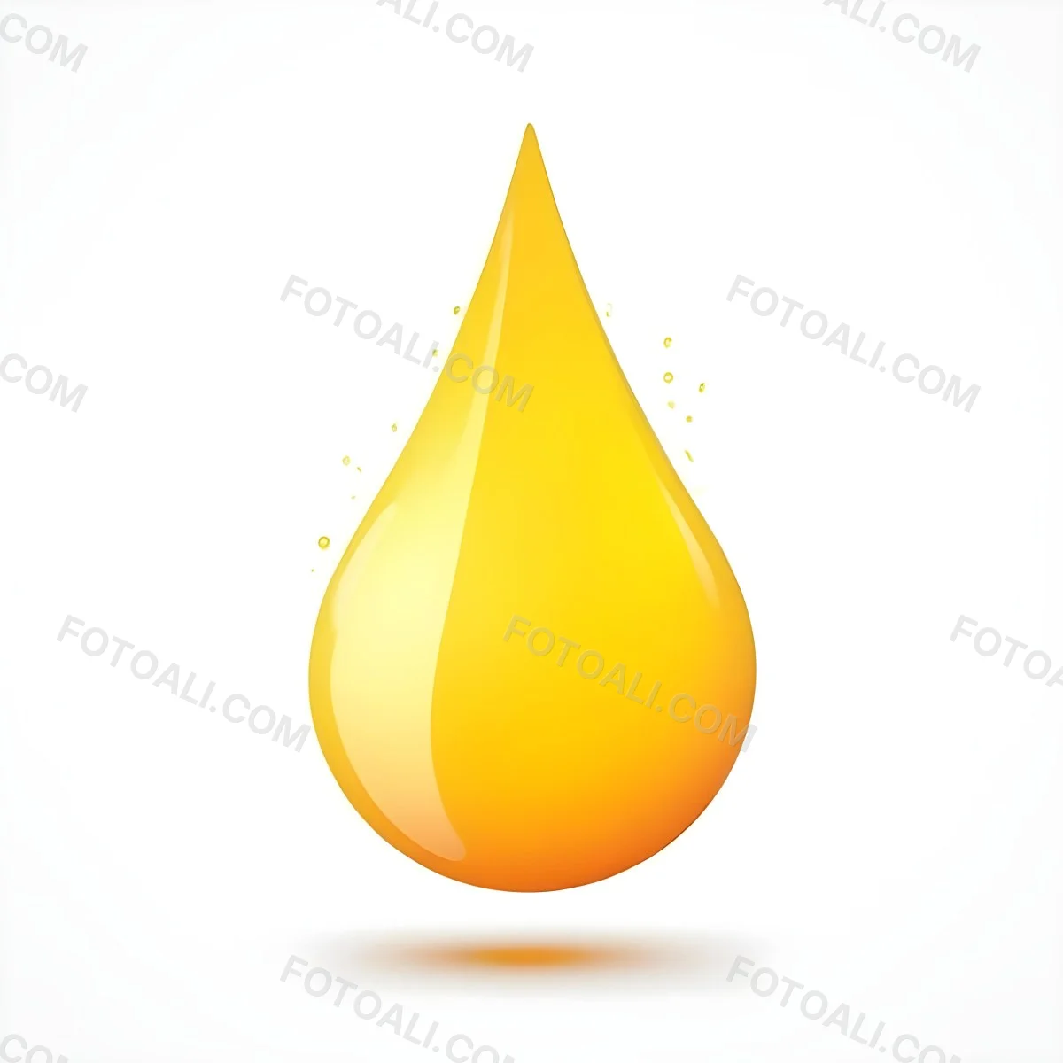 Digital Painting A Yellow Drop With A Gradient From Yellow To Orange Casting A Soft Shadow On A White Background Bold And Slim Lines Brush Strokes 3 F755