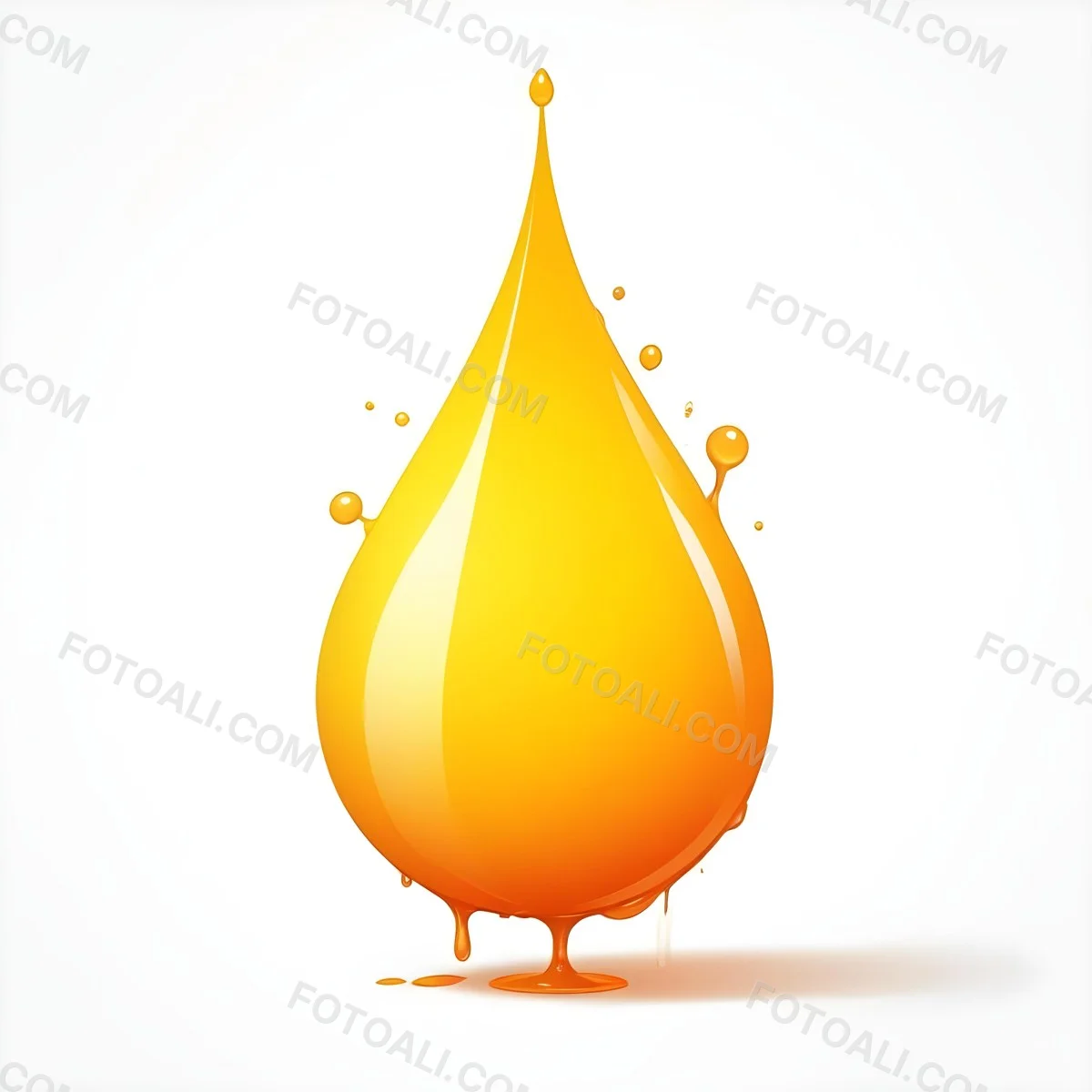 Digital Painting A Yellow Drop With A Gradient From Yellow To Orange Casting A Soft Shadow On A White Background Bold And Slim Lines Brush Strokes 4 8c1d