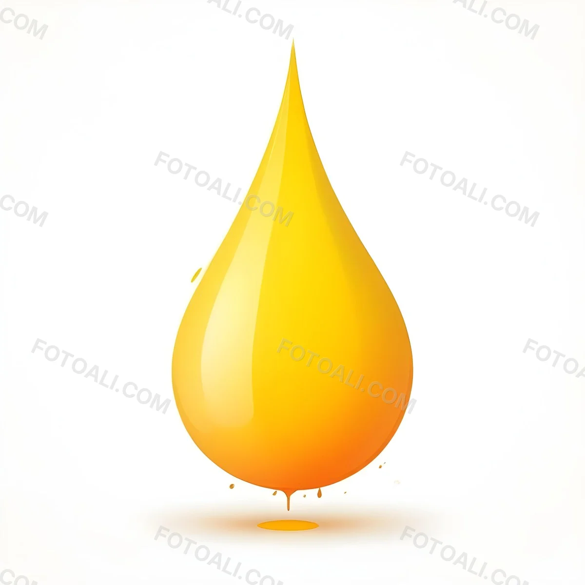 Digital Painting A Yellow Drop With A Gradient From Yellow To Orange Casting A Soft Shadow On A White Background Bold And Slim Lines Brush Strokes 5 0ac8