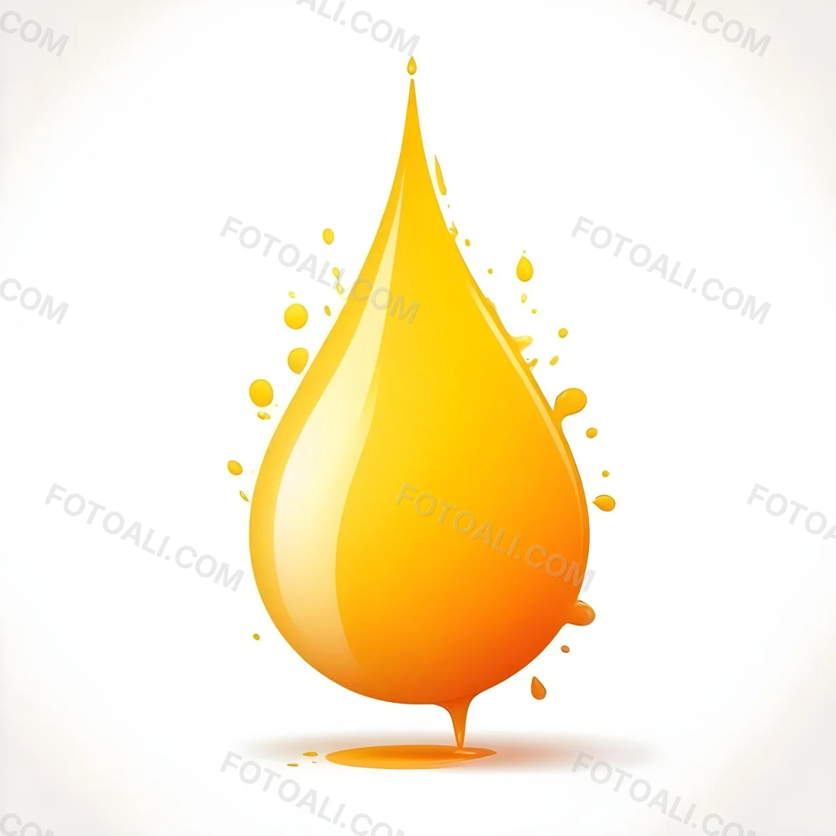 Digital Painting A Yellow Drop With A Gradient From Yellow To Orange Casting A Soft Shadow On A White Background Bold And Slim Lines Brush Strokes 6 65c7