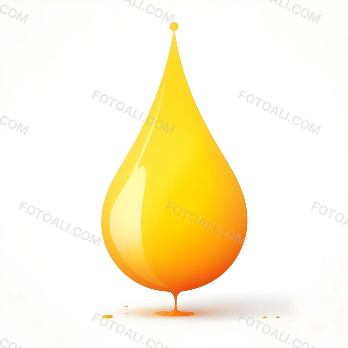 Digital Painting A Yellow Drop With A Gradient From Yellow To Orange Casting A Soft Shadow On A White Background Bold And Slim Lines Brush Strokes 7 3d12