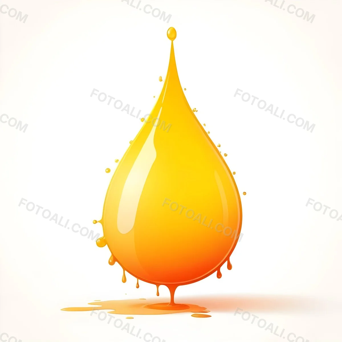 Digital Painting A Yellow Drop With A Gradient From Yellow To Orange Casting A Soft Shadow On A White Background Bold And Slim Lines Brush Strokes 9 D44e