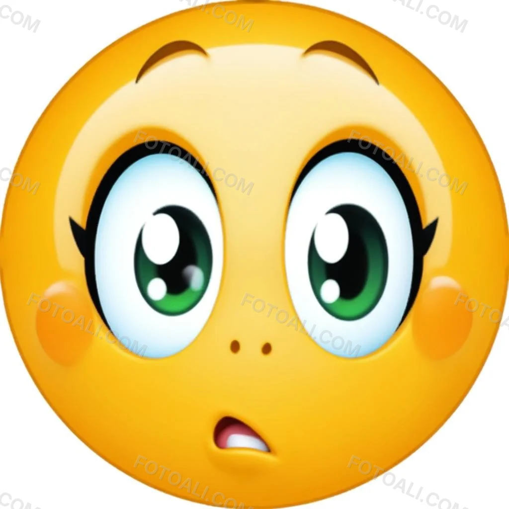 Digital Painting A Yellow Emoji With Big Yellow Eyes A Small Open Mouth And Raised Eyebrows Expressing A Sense Of Concern On A White Background Bold And Slim Lines Brush Strokes 15 B7ce