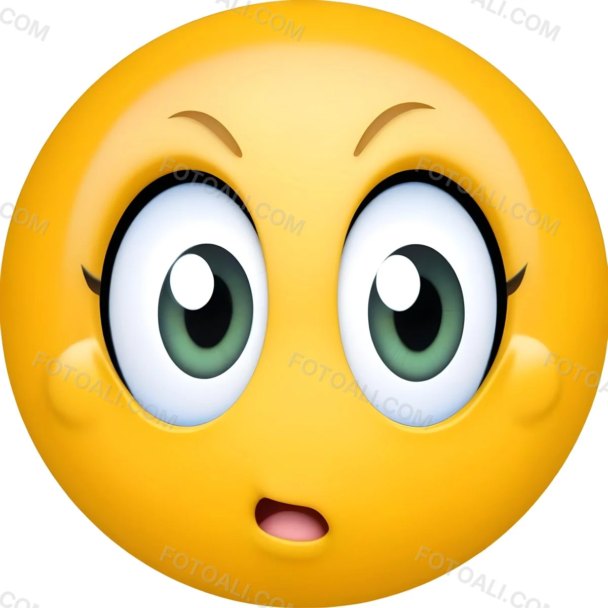 Digital Painting A Yellow Emoji With Big Yellow Eyes A Small Open Mouth And Raised Eyebrows Expressing A Sense Of Concern On A White Background Bold And Slim Lines Brush Strokes 16 D566