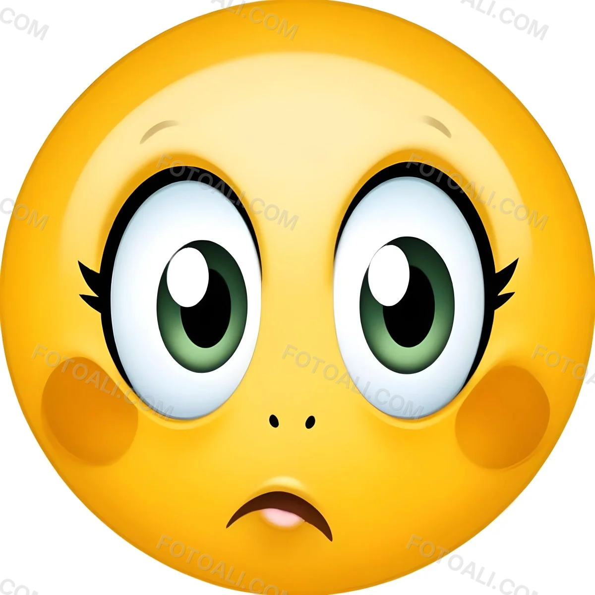 Digital Painting A Yellow Emoji With Big Yellow Eyes A Small Open Mouth And Raised Eyebrows Expressing A Sense Of Concern On A White Background Bold And Slim Lines Brush Strokes 2 4f90
