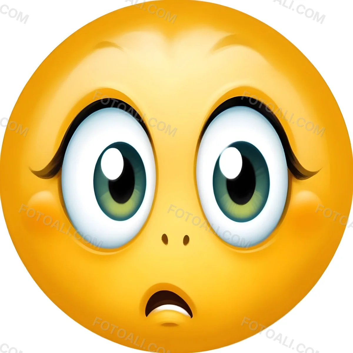 Digital Painting A Yellow Emoji With Big Yellow Eyes A Small Open Mouth And Raised Eyebrows Expressing A Sense Of Concern On A White Background Bold And Slim Lines Brush Strokes 6 36ef