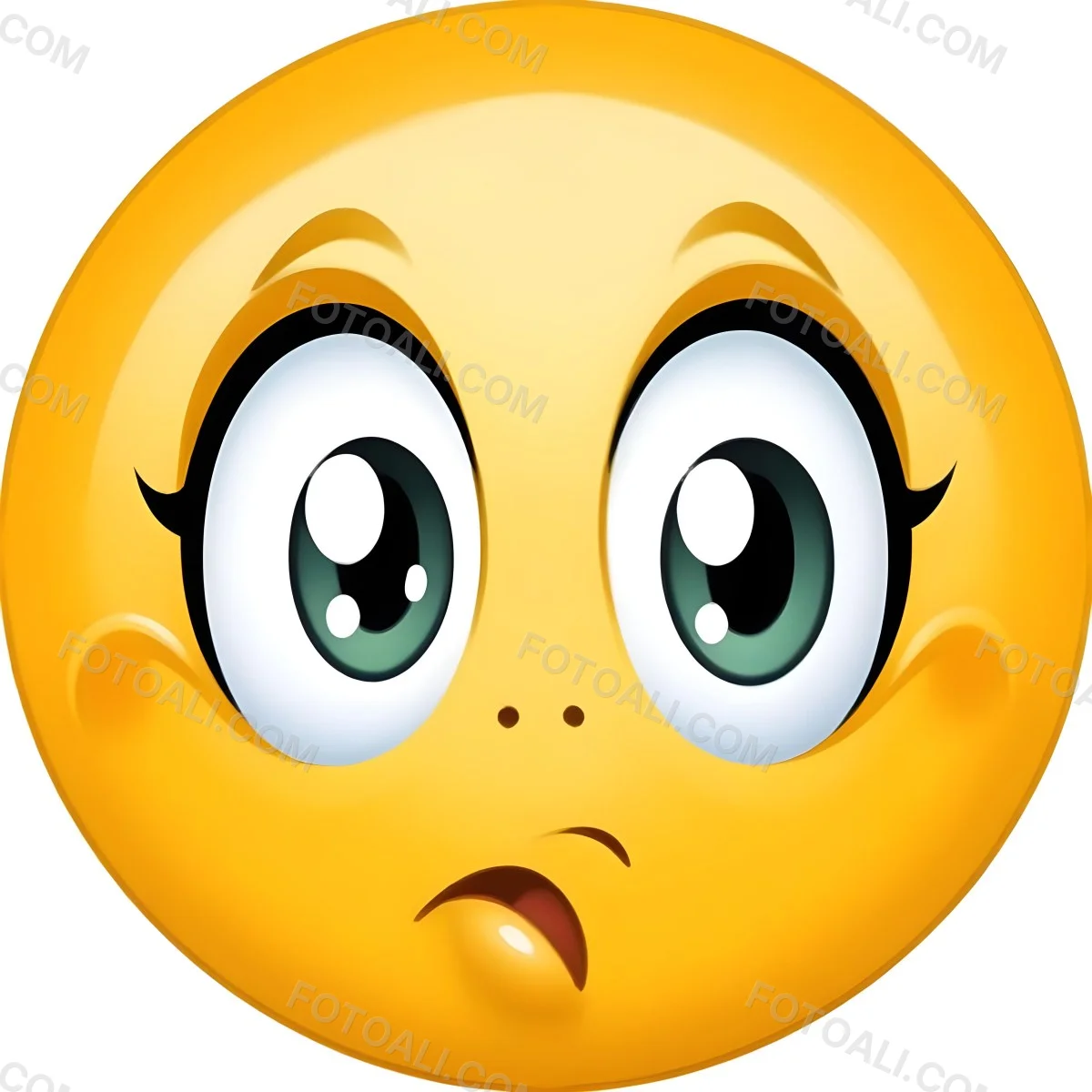 Digital Painting A Yellow Emoji With Big Yellow Eyes A Small Open Mouth And Raised Eyebrows Expressing A Sense Of Concern On A White Background Bold And Slim Lines Brush Strokes 7 3849
