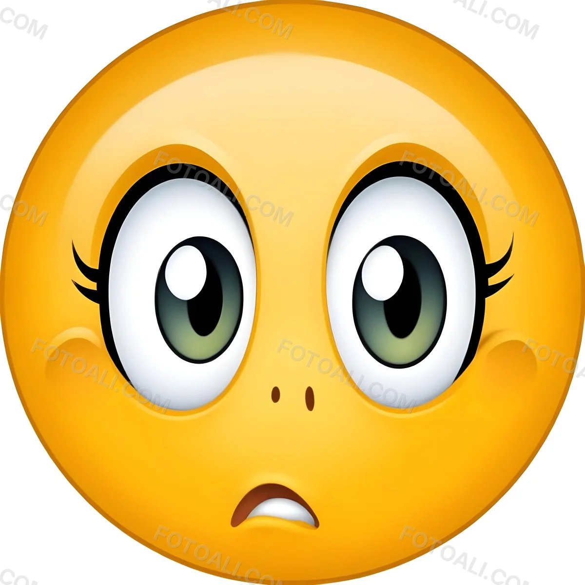 Digital Painting A Yellow Emoji With Big Yellow Eyes A Small Open Mouth And Raised Eyebrows Expressing A Sense Of Concern On A White Background Bold And Slim Lines Brush Strokes 8 Ba1f