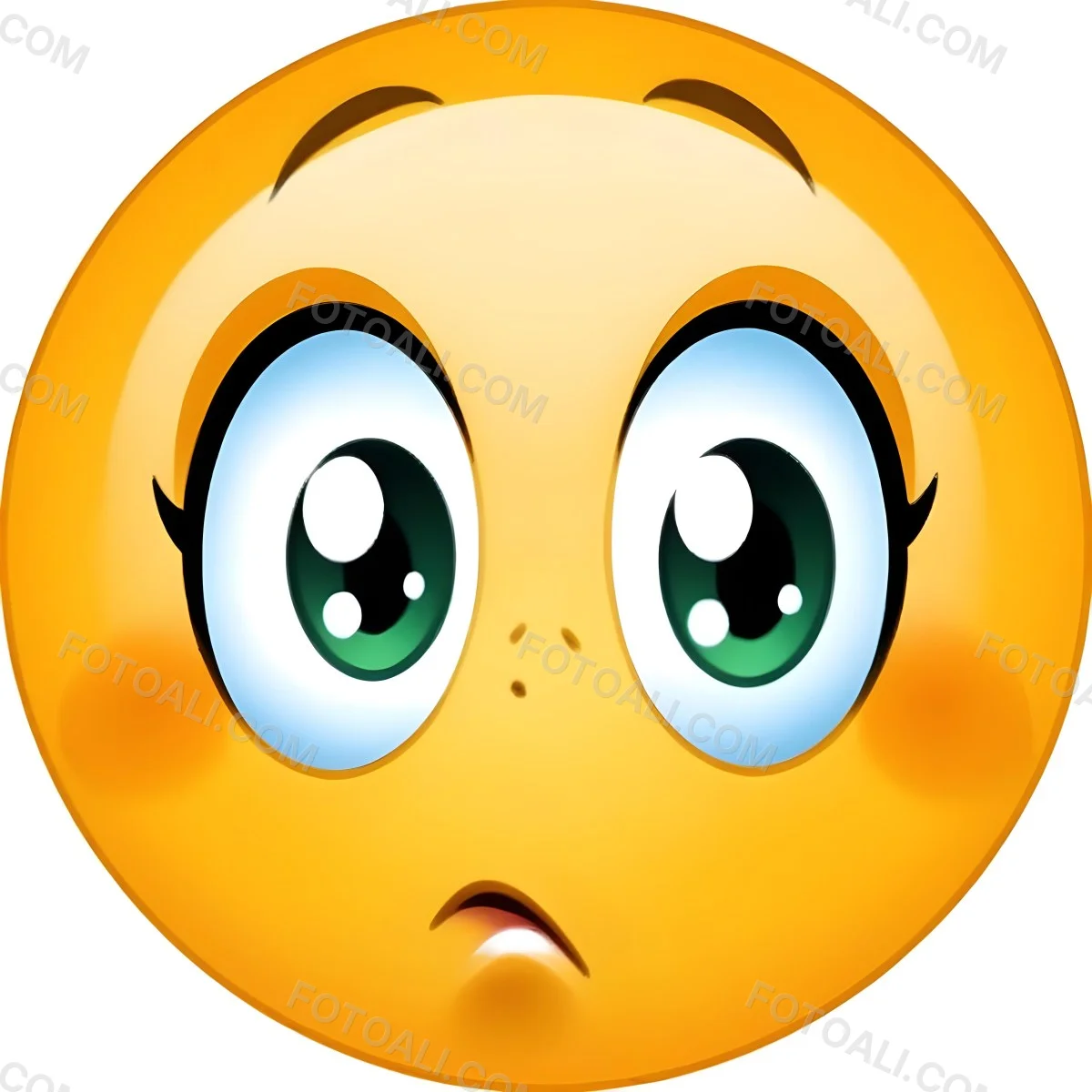 Digital Painting A Yellow Emoji With Big Yellow Eyes A Small Open Mouth And Raised Eyebrows Expressing A Sense Of Concern On A White Background Bold And Slim Lines Brush Strokes 9 Ba66