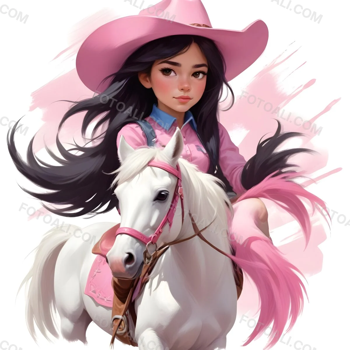 Digital Painting A Young Caucasian Girl With Long 128 F620
