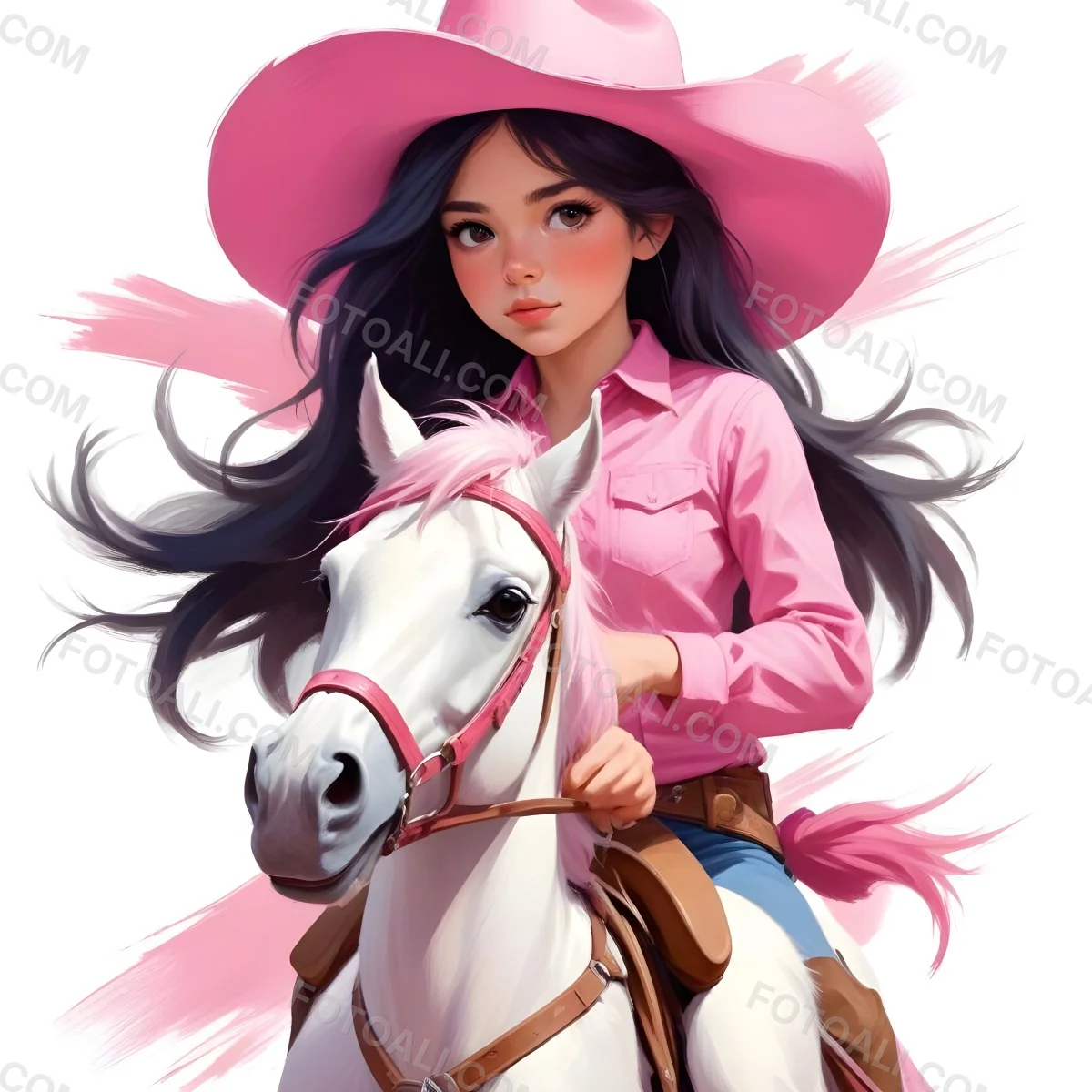 Digital Painting A Young Caucasian Girl With Long 129 3d1c