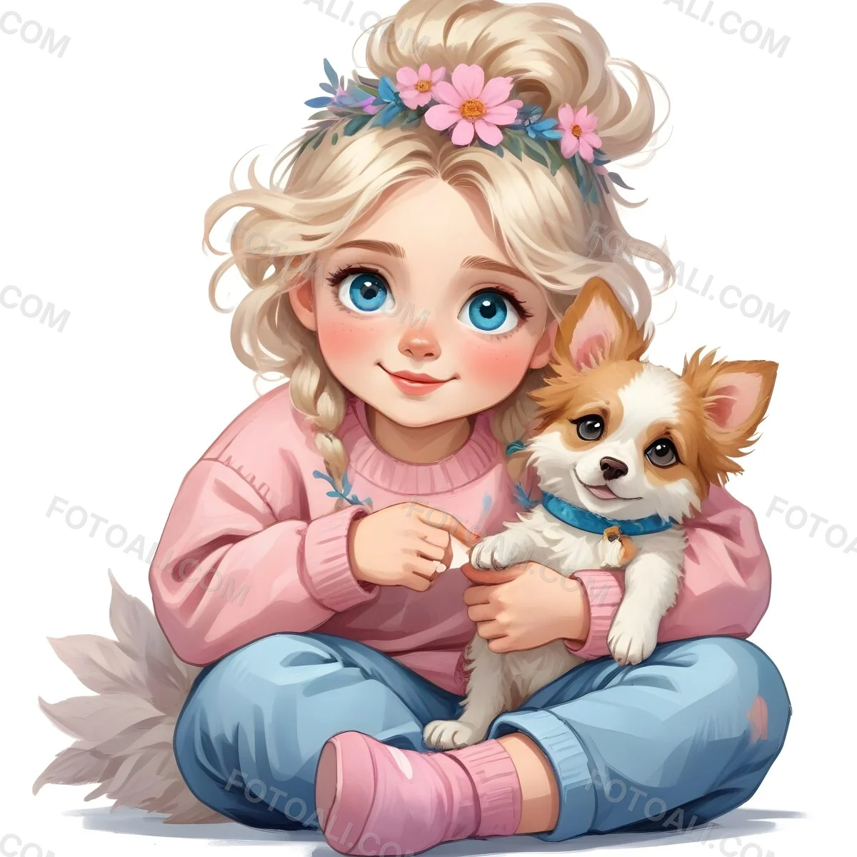 Digital Painting A Young Caucasian Girl With Long 70 89e4