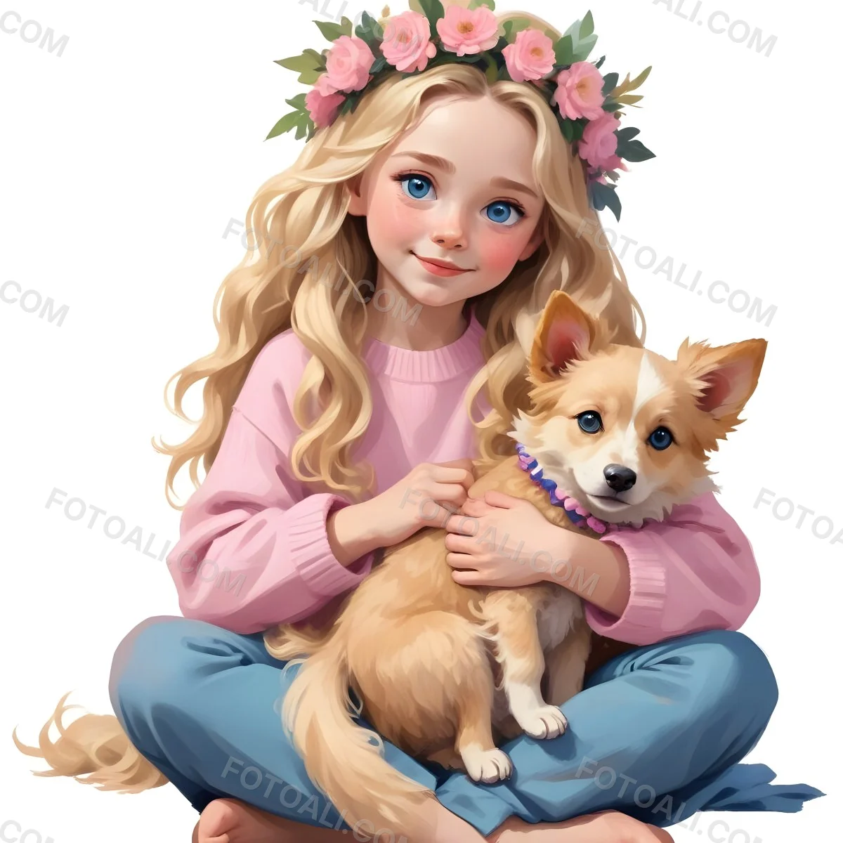 Digital Painting A Young Caucasian Girl With Long 75 4724