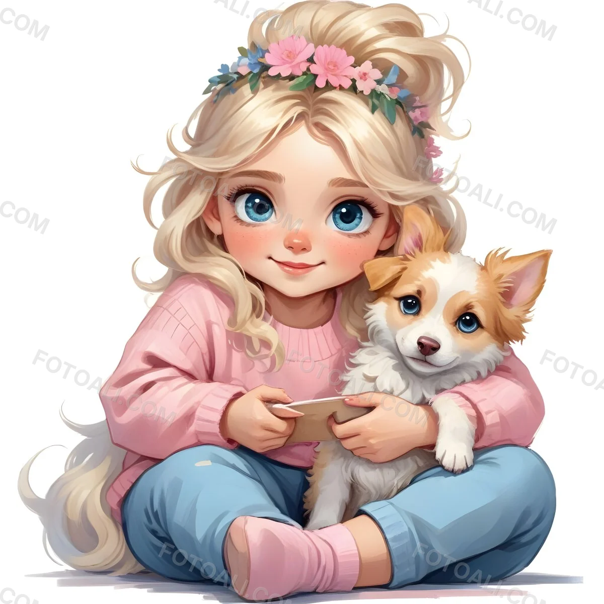 Digital Painting A Young Caucasian Girl With Long 84 E6b1
