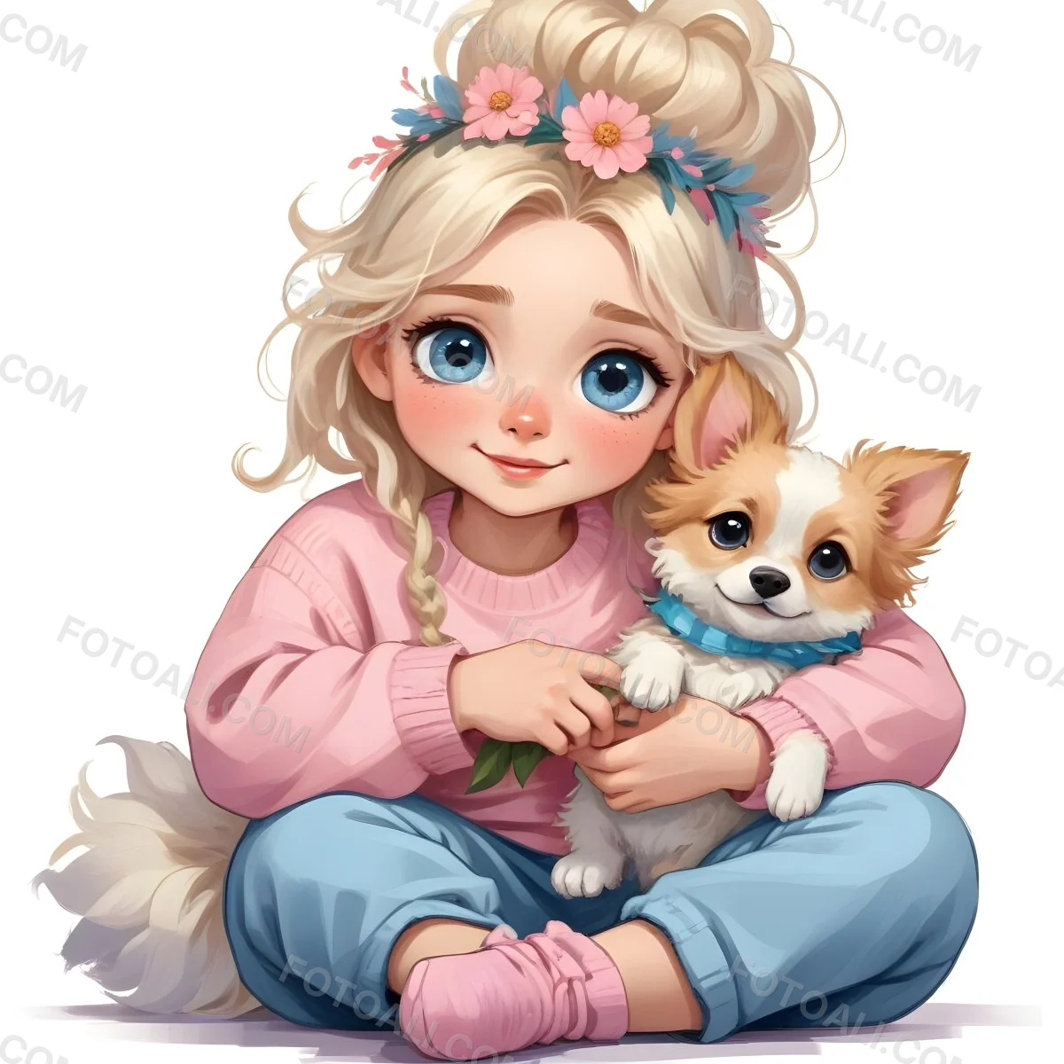 Digital Painting A Young Caucasian Girl With Long 96 Fed6