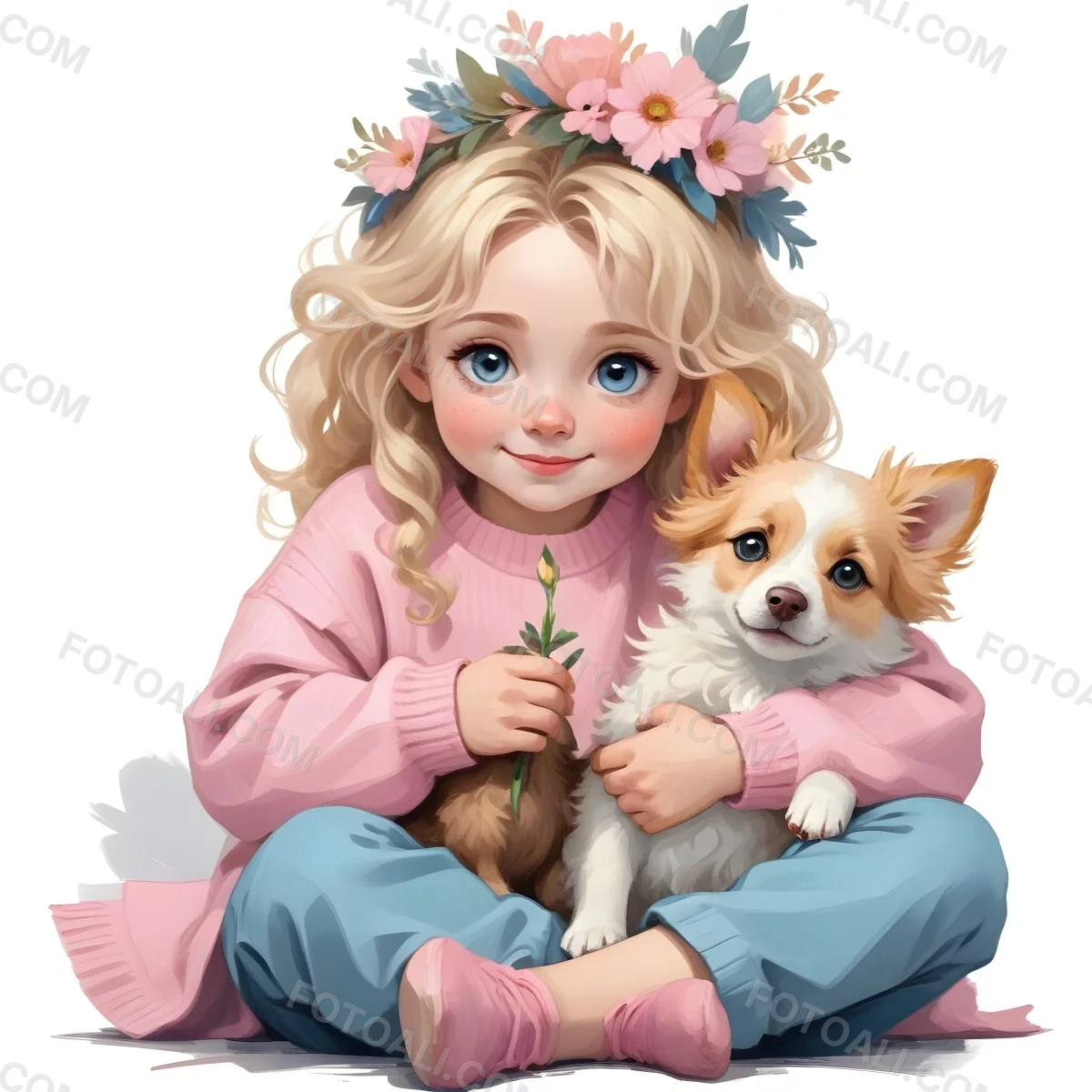Digital Painting A Young Caucasian Girl With Long 97 456d