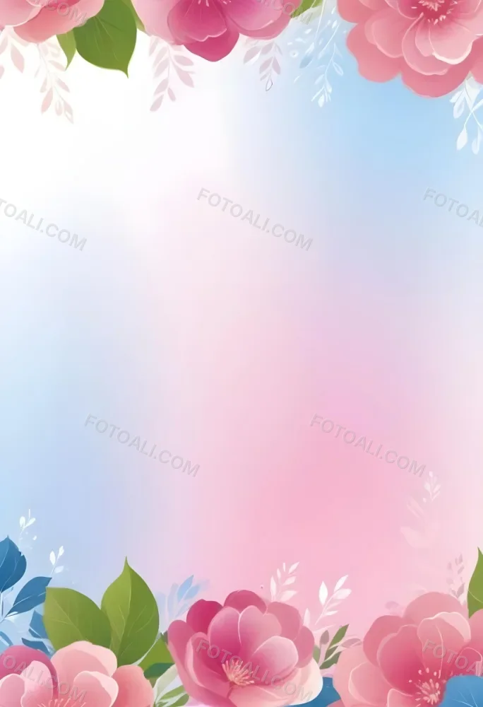 Digital Painting Abstract Background With A Gradient Of Pink Blue And White With Floral Elements At The Bottom Bold And Slim Lines Brush Strokes 23 3fe6