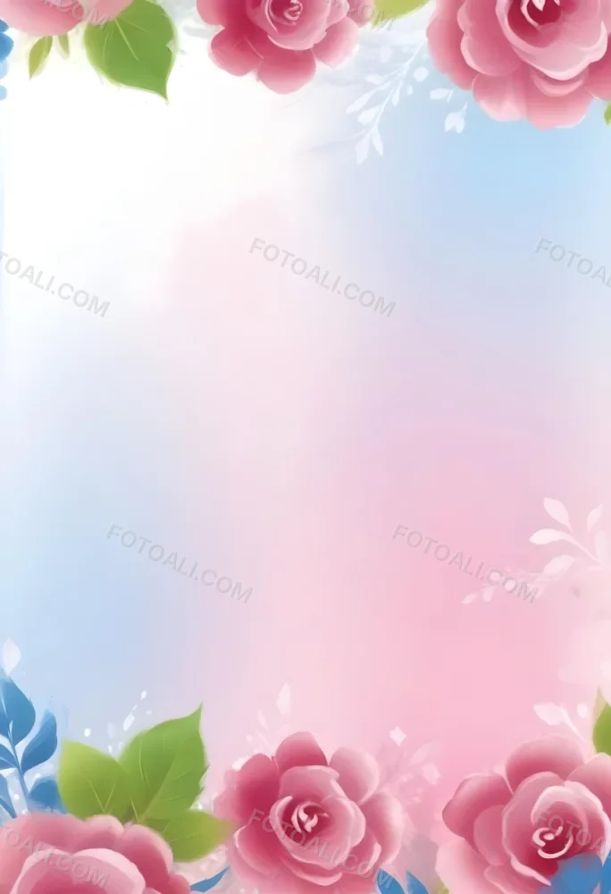 Digital Painting Abstract Background With A Gradient Of Pink Blue And White With Floral Elements At The Bottom Bold And Slim Lines Brush Strokes 49 C72b