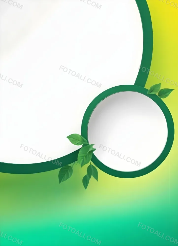 Digital Painting Abstract Background With Green And Yellow Gradient Yellow Circle In The Center Green Circle With Leaves On The Right Side Bold And Slim Lines Brush Strokes 41 Cf1a