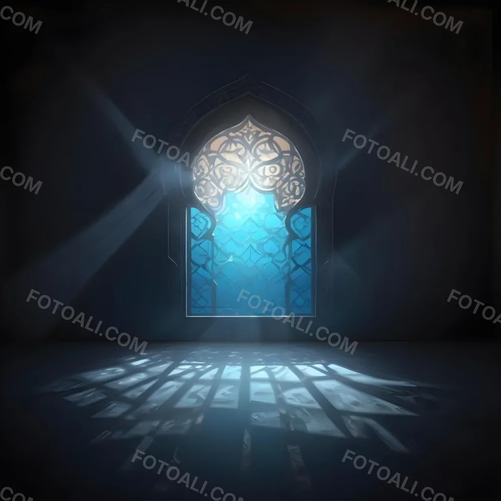 Digital Painting An Arabic Window With Geometric Patterns And Light Coming Through It Casting Shadows On The Floor In A Dark Room With Textured Walls Bold And Slim Lines Brush Strokes 24 Bccb