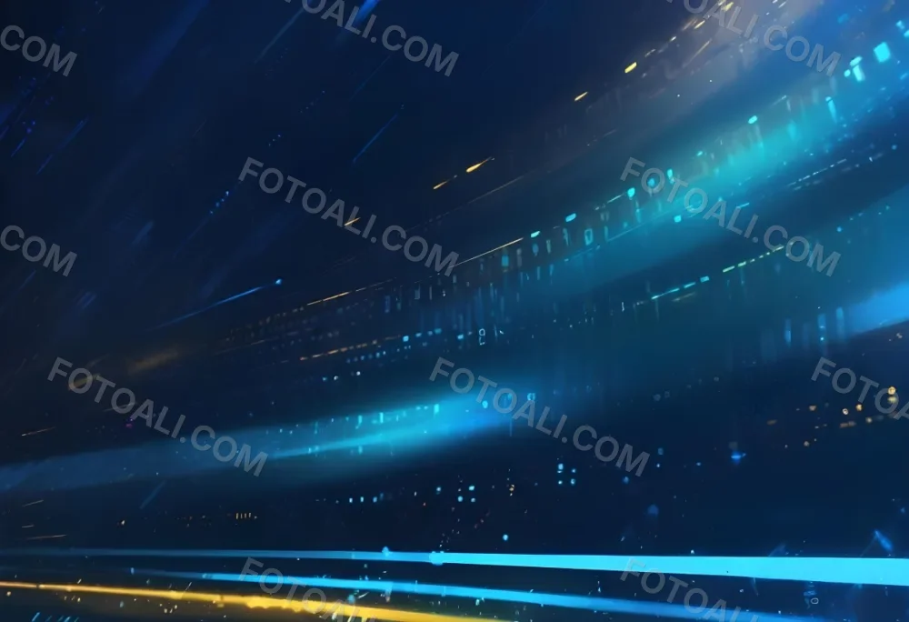 Digital Painting Binary Code With Blue And Yellow Light Trails Futuristic Background With Glowing Dots Futuristic Technology Concept Data Stream Visualization Abstract Digital Art Bold And Slim Lines Brush Strokes 14 9f4a
