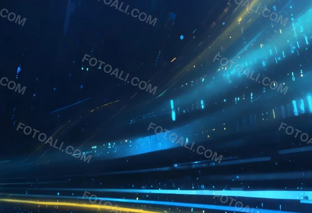 Digital Painting Binary Code With Blue And Yellow Light Trails Futuristic Background With Glowing Dots Futuristic Technology Concept Data Stream Visualization Abstract Digital Art Bold And Slim Lines Brush Strokes 16 E1cd