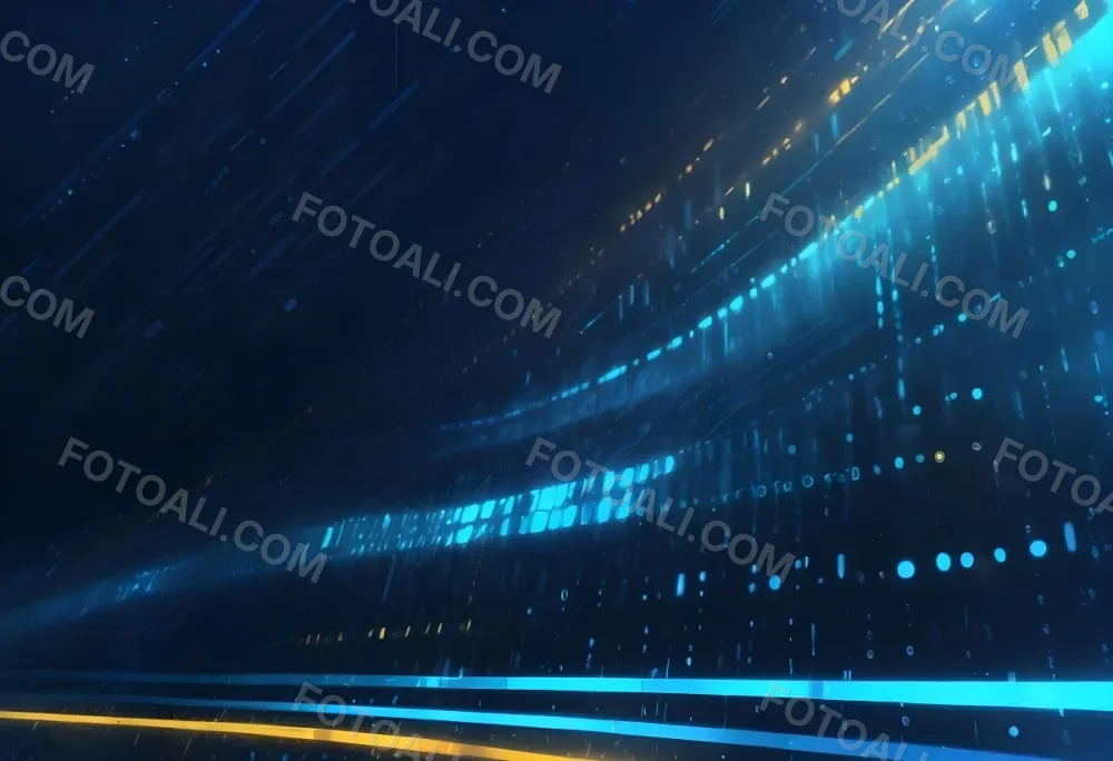 Digital Painting Binary Code With Blue And Yellow Light Trails Futuristic Background With Glowing Dots Futuristic Technology Concept Data Stream Visualization Abstract Digital Art Bold And Slim Lines Brush Strokes 6 9638