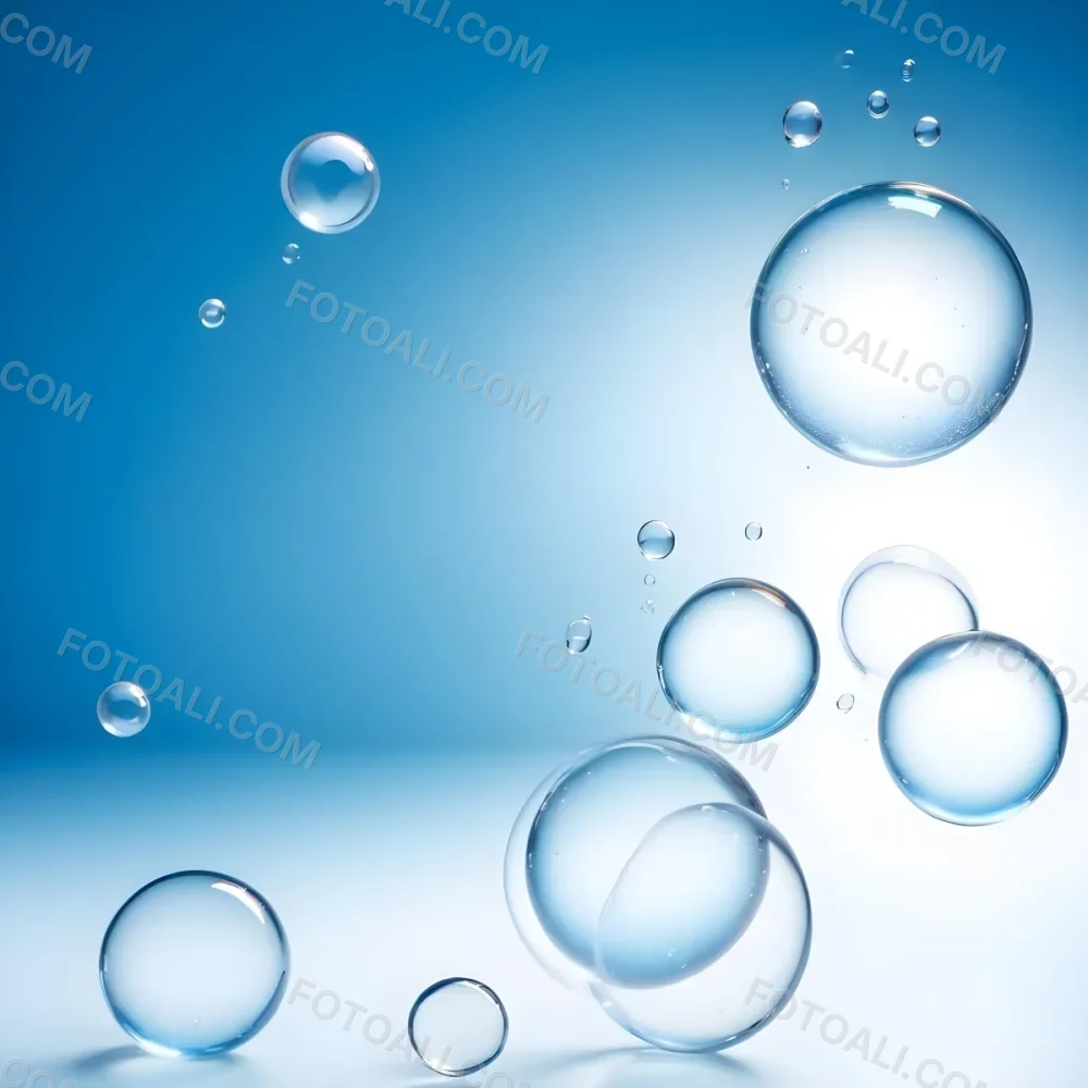Digital Painting Bubbles Of Different Sizes Floating In The Air Some Of Them Are Grouped Together Light Blue Background With Some Blue Spots Bold And Slim Lines Brush Strokes 1 C241