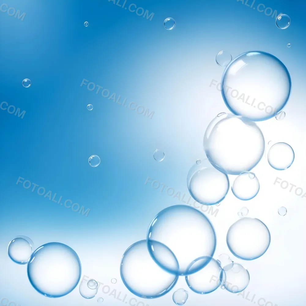 Digital Painting Bubbles Of Different Sizes Floating In The Air Some Of Them Are Grouped Together Light Blue Background With Some Blue Spots Bold And Slim Lines Brush Strokes 24 356f