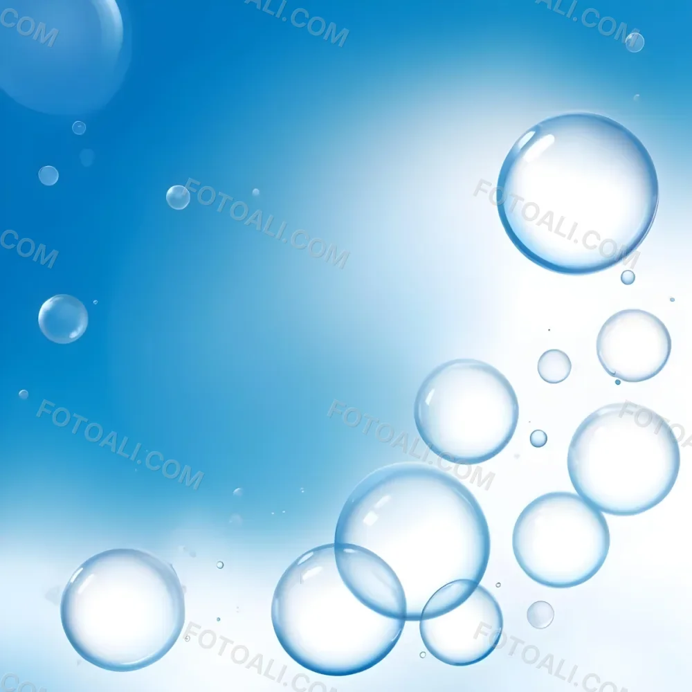 Digital Painting Bubbles Of Different Sizes Floating In The Air Some Of Them Are Grouped Together Light Blue Background With Some Blue Spots Bold And Slim Lines Brush Strokes 27 B716